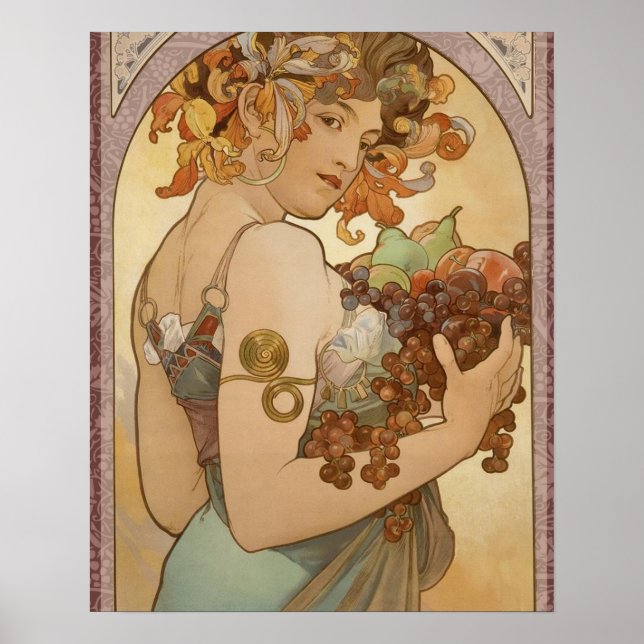 Art Nouveau Woman Mucha Beautiful Poster (Vorne)