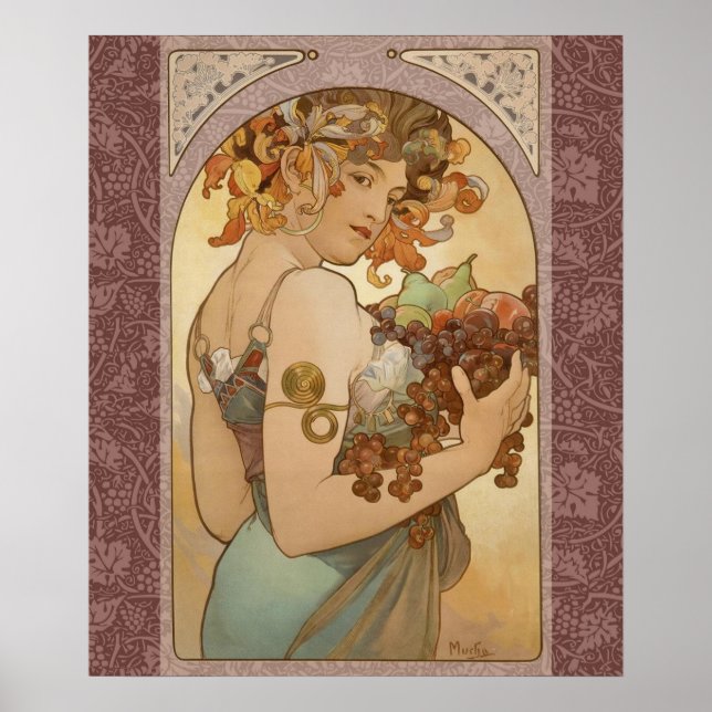 Art Nouveau Woman Mucha Beautiful Poster (Vorne)