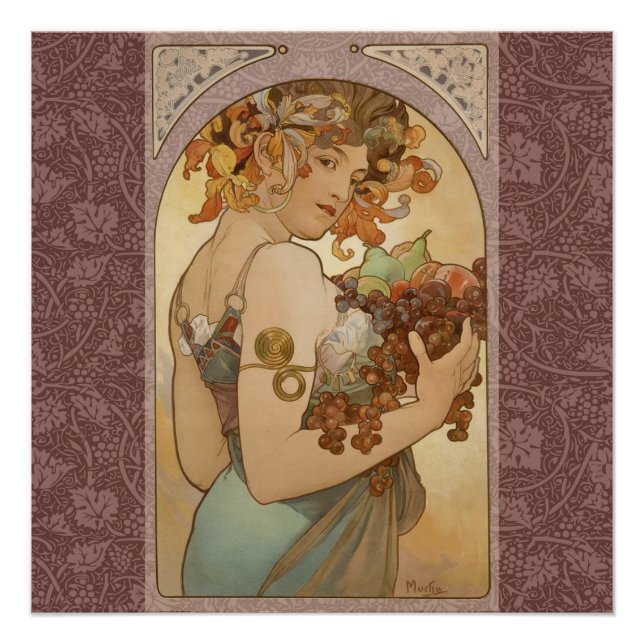 Art Nouveau Woman Mucha Beautiful Poster (Vorderseite)