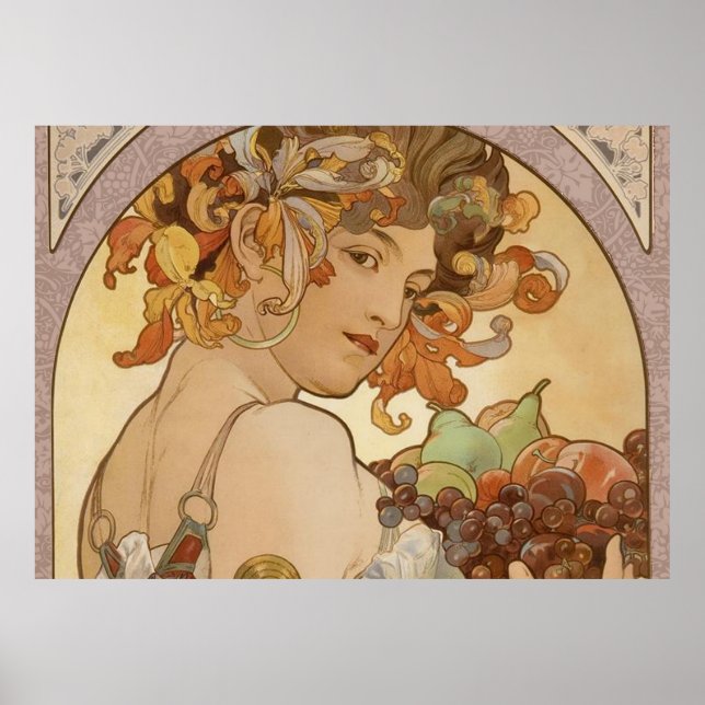 Art Nouveau Woman Mucha Beautiful Poster (Vorne)