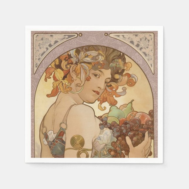 Art Nouveau Woman Mucha Beautiful Serviette (Vorderseite)