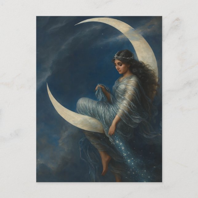 Art Nouveau Woman on Crescent Moon Postkarte (Vorderseite)