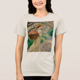 Art Nouveau Woman Peaches Oatmehl Tri-Blend Shirt