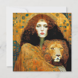 Art Nouveau Woman With Leon Inspired By Klimt Save The Date