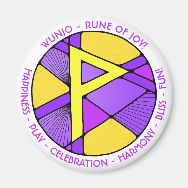 Art Nouveau Wunjo Rune Magnet - JOY! (Vorne)