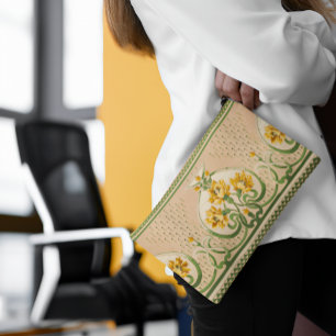 Art Nouveau Yellow Bouquets Medallion Hochzeit Zubehörtasche