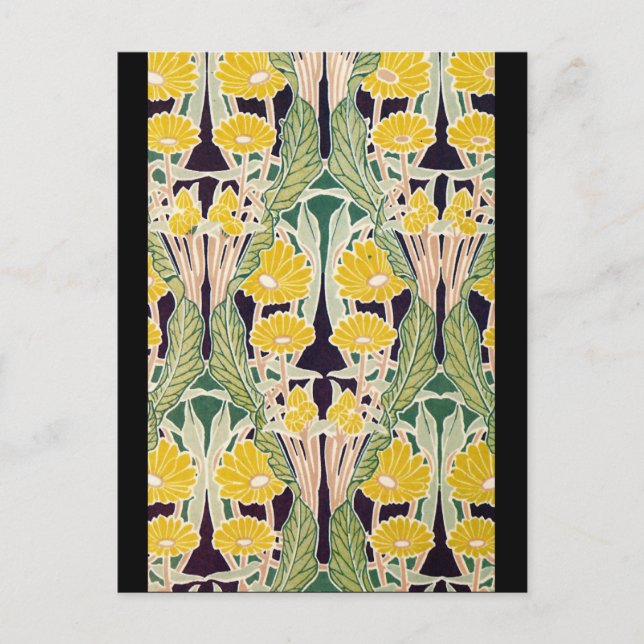 Art Nouveau Yellow Flowers Postkarte (Vorderseite)