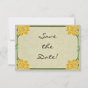 Art Nouveau Yellow Flowers Wedding Save the Date
