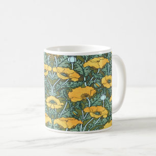Art Nouveau Yellow Poppy Kaffeetasse