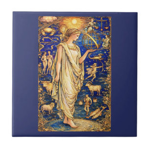 Art Nouveau Zodiak-Göttin Himmelsillustration Fliese