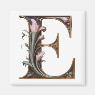 Art Nuevo Rosa und Gold Buchstabe E Magnet