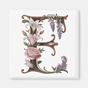 Art Nuevo Rosa und Violetter Buchstabe E Magnet