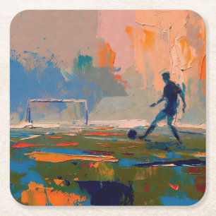 "Art of Football" (Stil 1) Ölmalerei  Rechteckiger Pappuntersetzer
