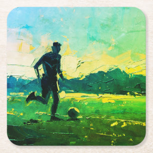 "Art of Football" (Stil 4) Ölmalerei  Rechteckiger Pappuntersetzer