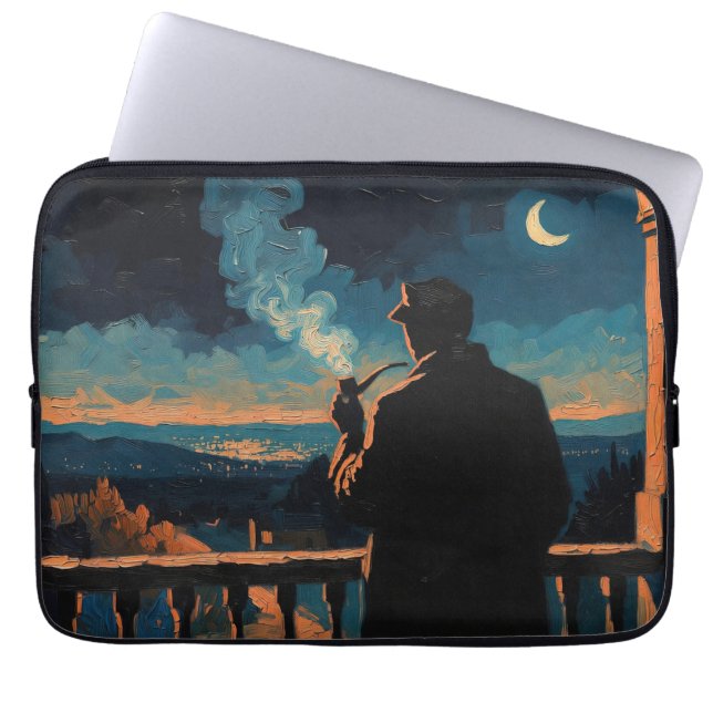 Art of Pipe (Night Time #3) Ölgemälde Laptopschutzhülle (Vorderseite)