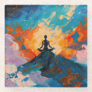 Art of Yoga (#4) Ölgemälde Glasuntersetzer
