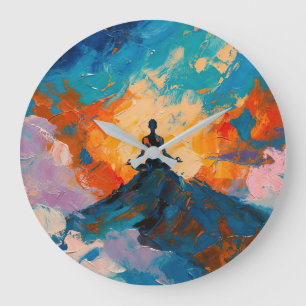 Art of Yoga (#4) Ölgemälde Große Wanduhr