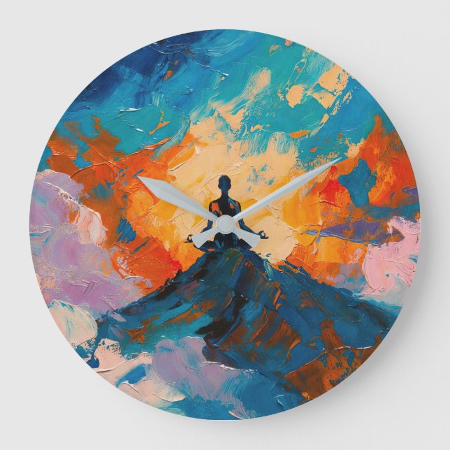 Art of Yoga (#4) Ölgemälde Große Wanduhr (Vorderseite)