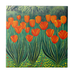 Art Orange Tulips Fliese