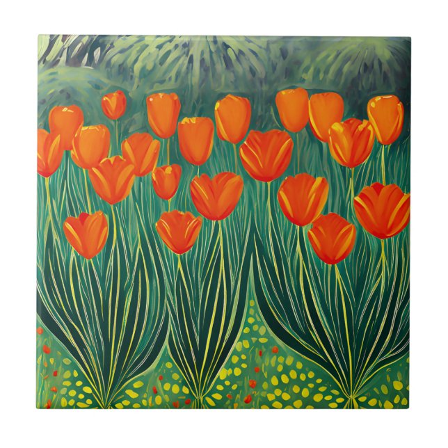Art Orange Tulips Fliese (Vorderseite)