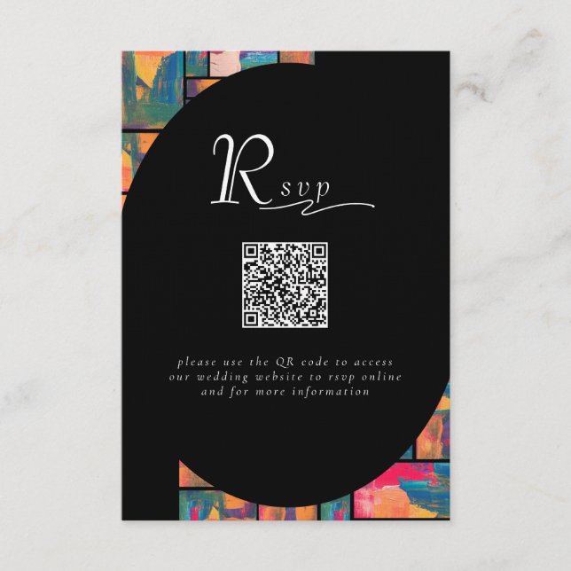 Art Paint Colorful Modern Abstrakt QR Code Wedding Begleitkarte (Vorderseite)