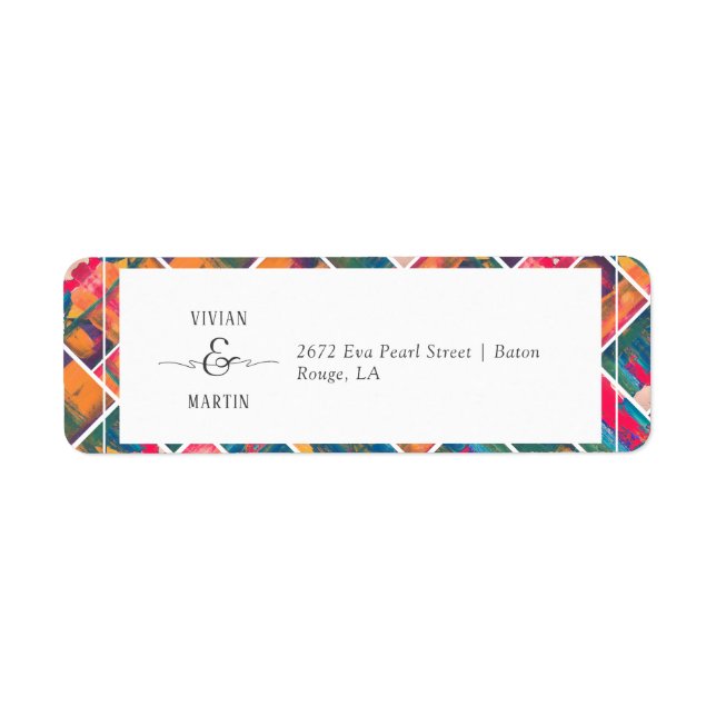 Art Paint Colorful Modern Wedding Rücksendeadresse (Vorne)