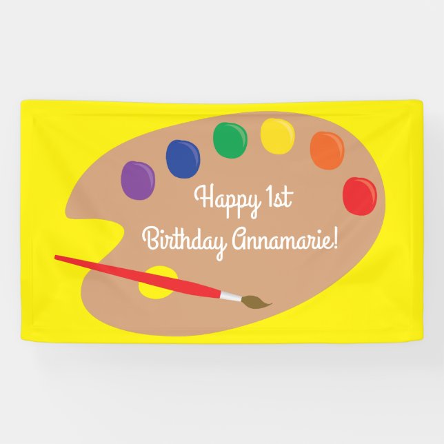 Art Paint Palette Niedlich 1. Geburtstag Party Banner (Horizontal)