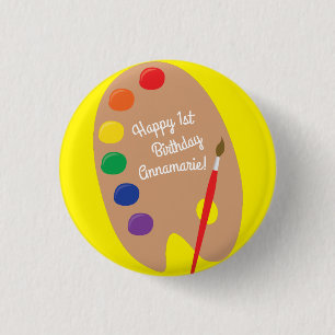 Art Paint Palette Niedlich 1. Geburtstag Party Button