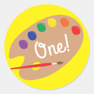 Art Paint Palette Niedlich 1. Geburtstag Party Runder Aufkleber
