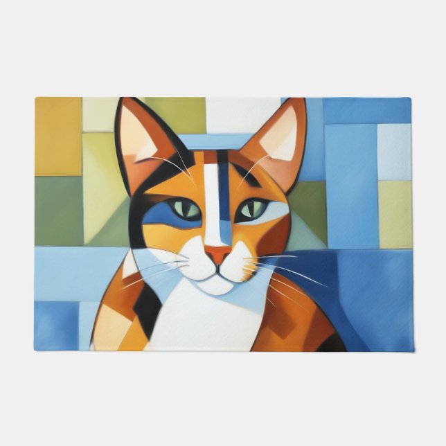 Art Painting Cubist Calico Cat Fußmatte (Vorderseite)