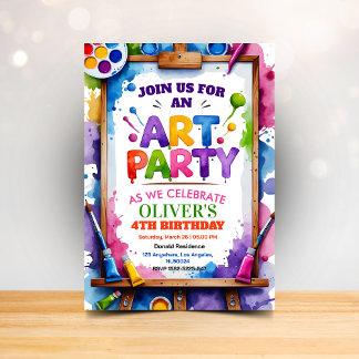Art Painting Party Birthday Invitation Einladung