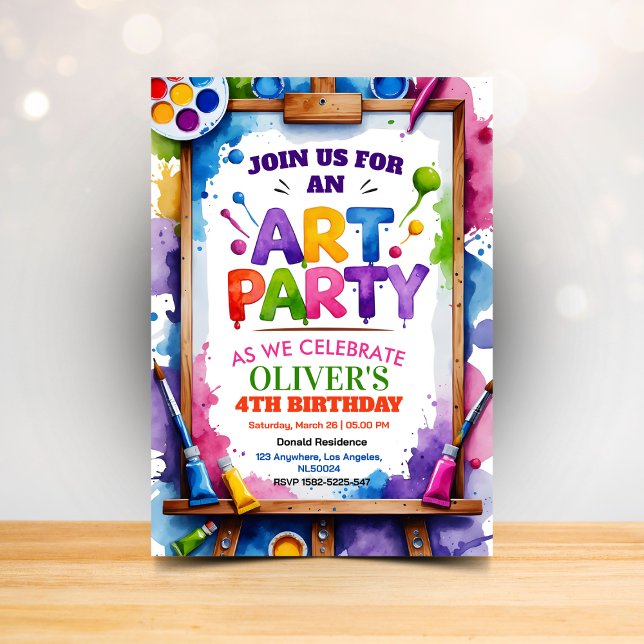 Art Painting Party Birthday Invitation Einladung (Von Creator hochgeladen)