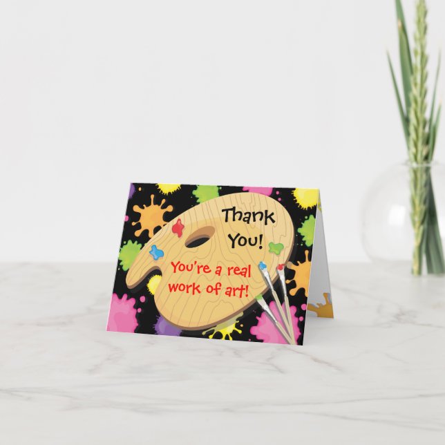 Art Painting Party Vielen Dank Anmerkungen Dankeskarte (Vorderseite)