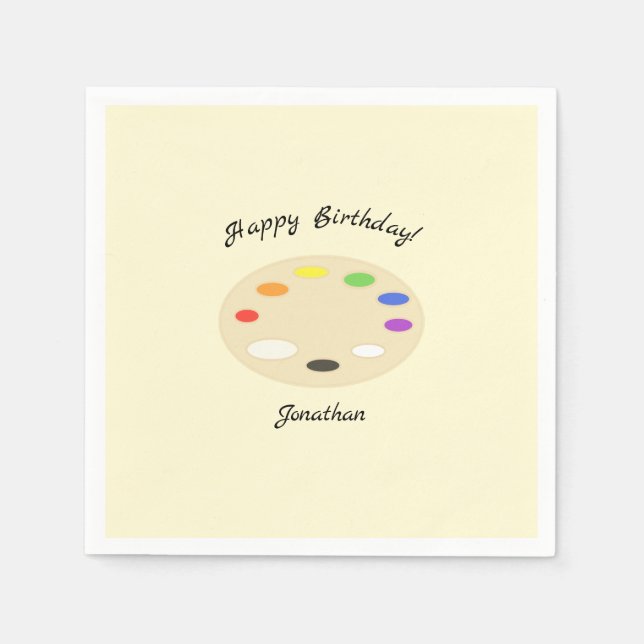 Art Palette Personalisiert Creme Geburtstag Serviette (Vorderseite)