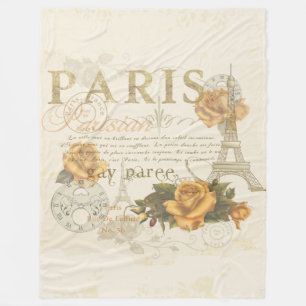 Art-Paris-Rosen-Eiffel-Turm-Decke KRW Vintage Fleecedecke
