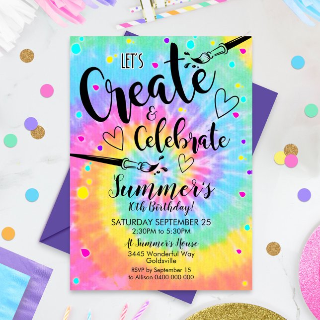 Art Party Einladung Gefärbte Krawatte Paint Party  (Von Creator hochgeladen)