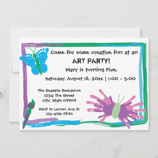 Art Party! Einladung zum Geburtstag (Vorderseite)