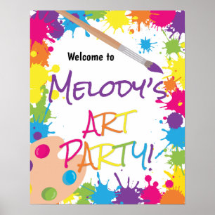 Art Party Farbenfrohe Malerei Geburtstag Willkomme Poster