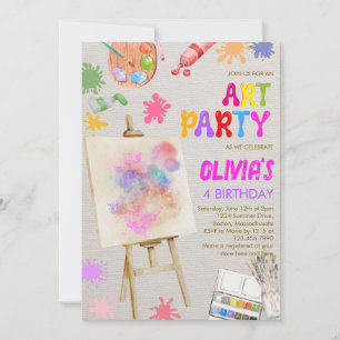Art Party Malen Geburtstag Einladung