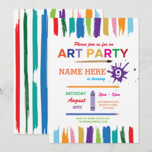 Art Party Malerei Zeichnend Paint Birthday Einladu Einladung