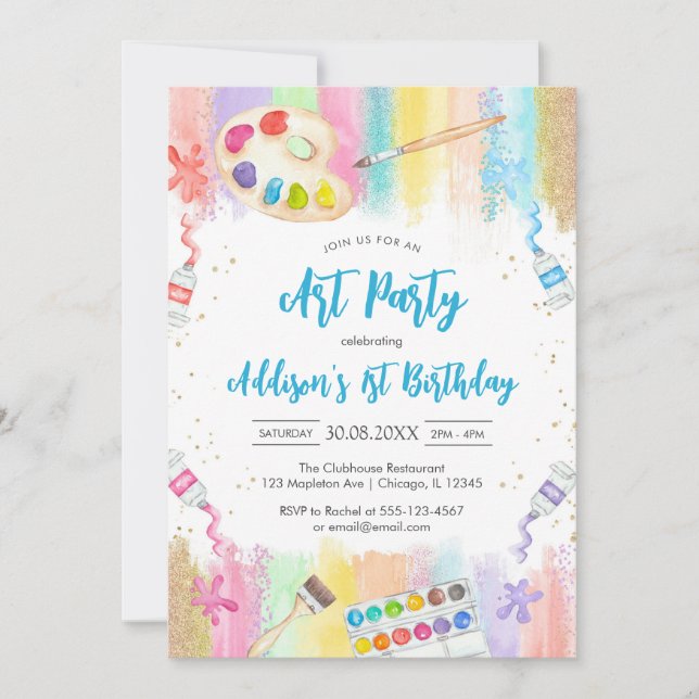 Art Party Painting Craft Birthday Invitation Einladung (Vorderseite)