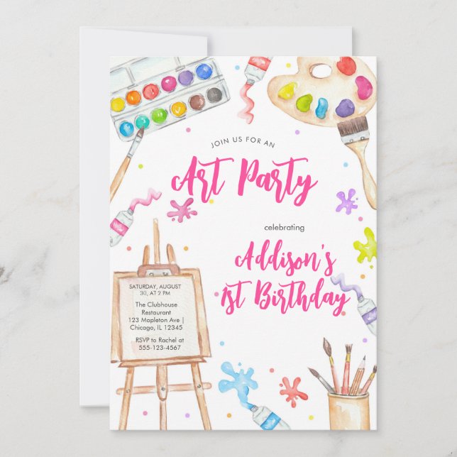 Art Party Painting Craft Birthday Party Invitation Einladung (Vorderseite)