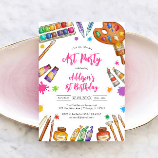 Art Party Painting Craft Birthday Party Invitation Einladung