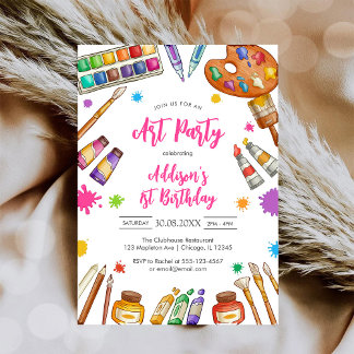 Art Party Painting Craft Birthday Party Invitation Einladung