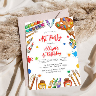 Art Party Painting Craft Birthday Party Invitation Einladung