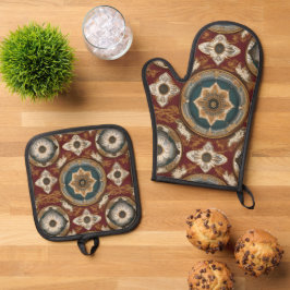Art Pattern Ofenhandschuh & Topflappen-Set