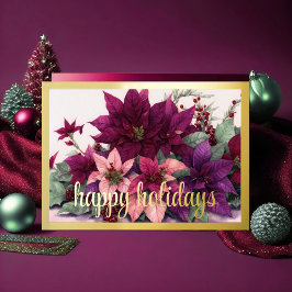Art Poinsettia Arrangement Burgundy Lila Peach Feiertagskarte
