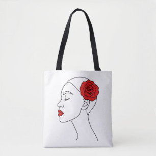 Art Portrait of Woman mit Rote Rose