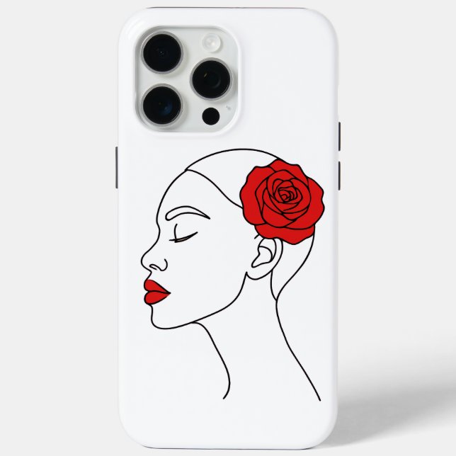 Art Portrait of Woman mit Rote Rose Case-Mate iPhone Hülle (Rückseite)