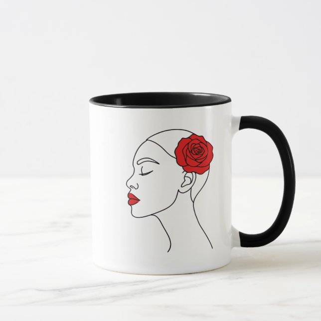 Art Portrait of Woman mit Rote Rose Tasse (Rechts)